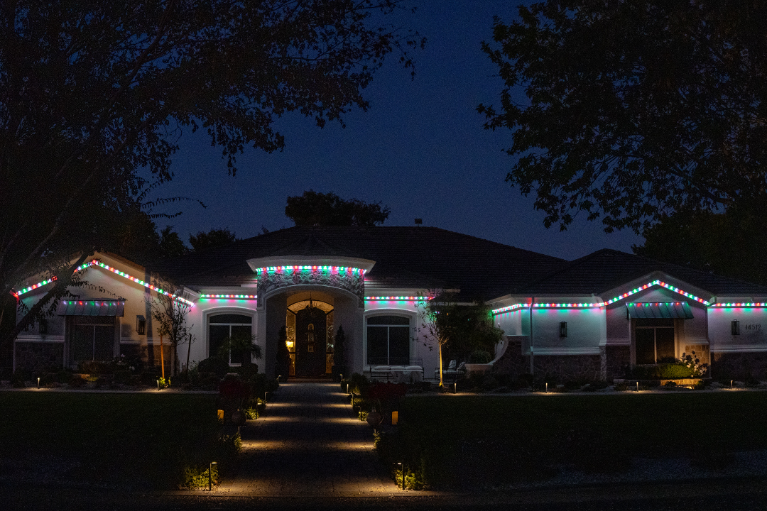 After - House with lighting at night